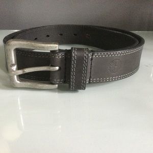 Timberland Black Leather Belt With Silver Buckle Size 32